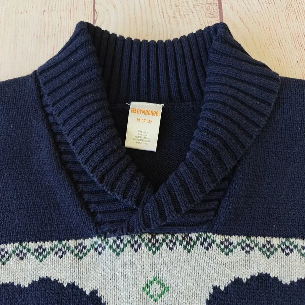 Gymboree bear shawl neck 100% cotton sweater sz M (7/8)